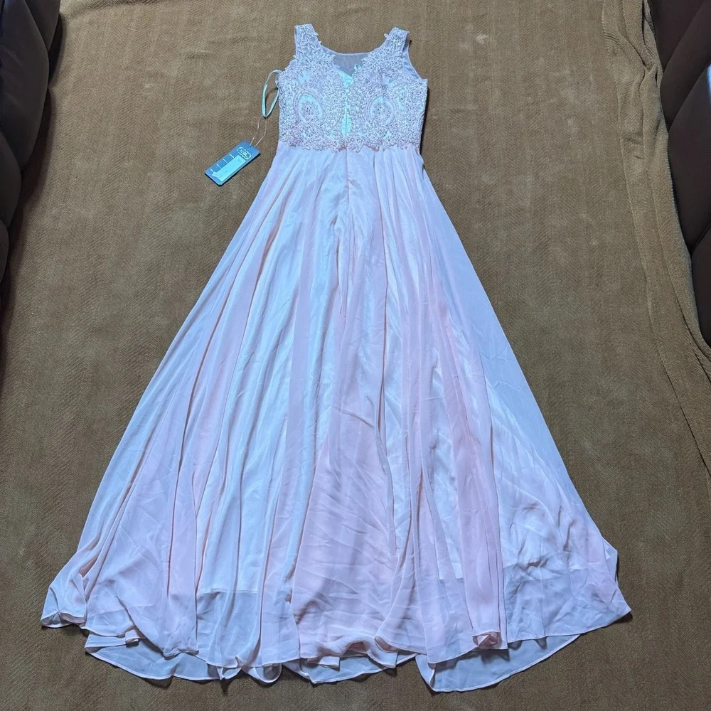 Formal Pink Embellished Ball Gown Dress Tulle Sleeveless Small‎ S Prom Quince